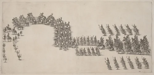 A Procession of Sixty Cavaliers and Torch Bearers by Stefano della Bella, print, 1652