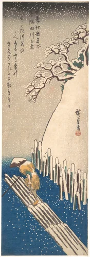 Snow on the Sumida River by Utagawa Hiroshige (歌川広重), print, 1825-1845