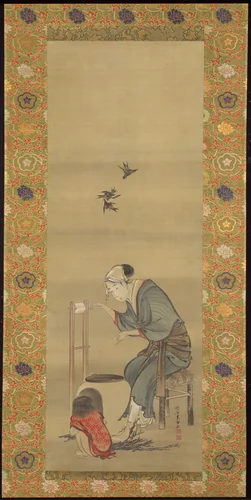 Woman Spinning Silk by Katsushika Hokusai (葛飾 北斎), painting, 1790