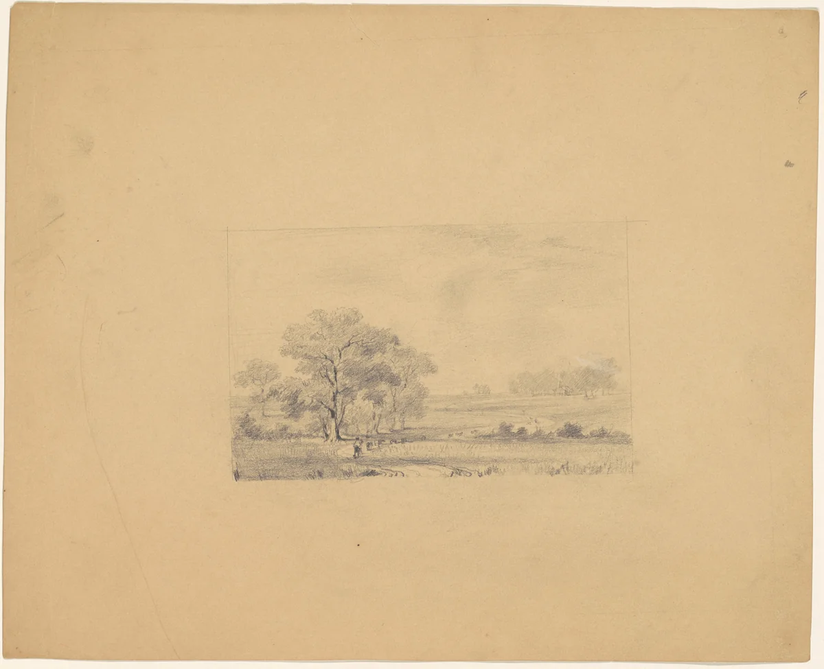 Pastoral Landscape by James Goodwyn Clonney, drawing, 1840-1850