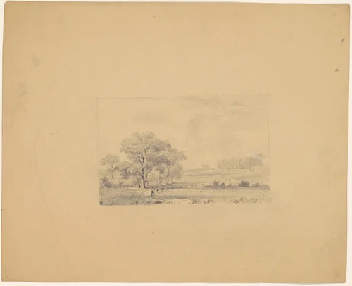 Pastoral Landscape by James Goodwyn Clonney, drawing, 1840-1850