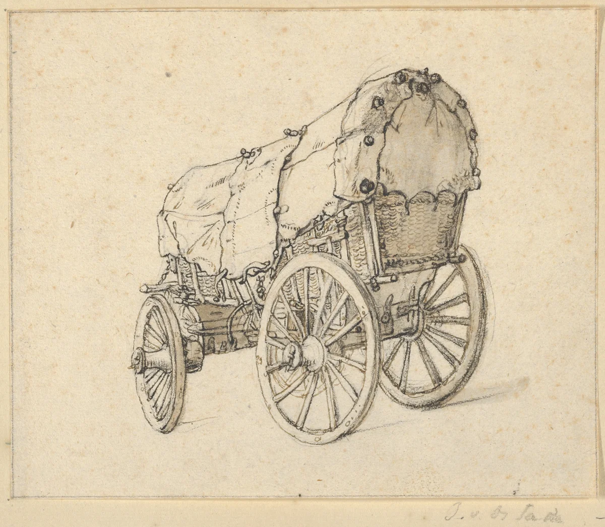 Study of a Covered Wagon by Isaac van Ostade, drawing, 1646-1649