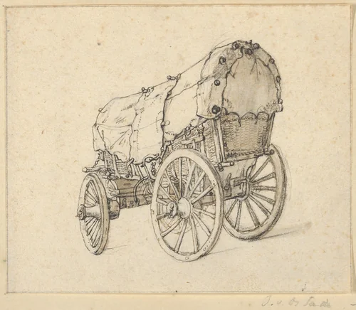 Study of a Covered Wagon by Isaac van Ostade, drawing, 1646-1649