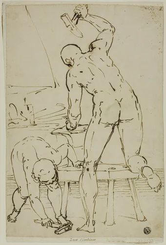 Vulcan's Forge by Luca Cambiaso, drawing, 1568-1572