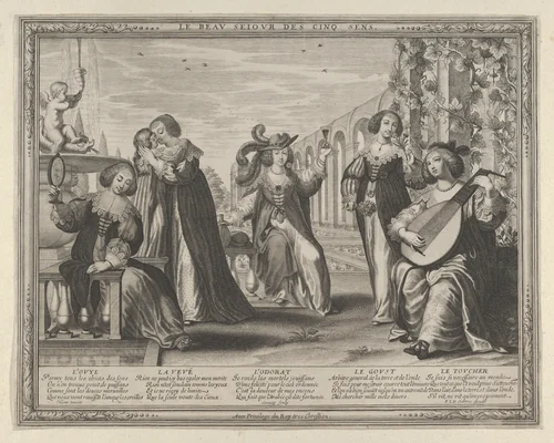 The Beautiful Night of Five Senses (Le Beau Seiour des Cinq Sens) by Jean Couvay, print, 1620-1650