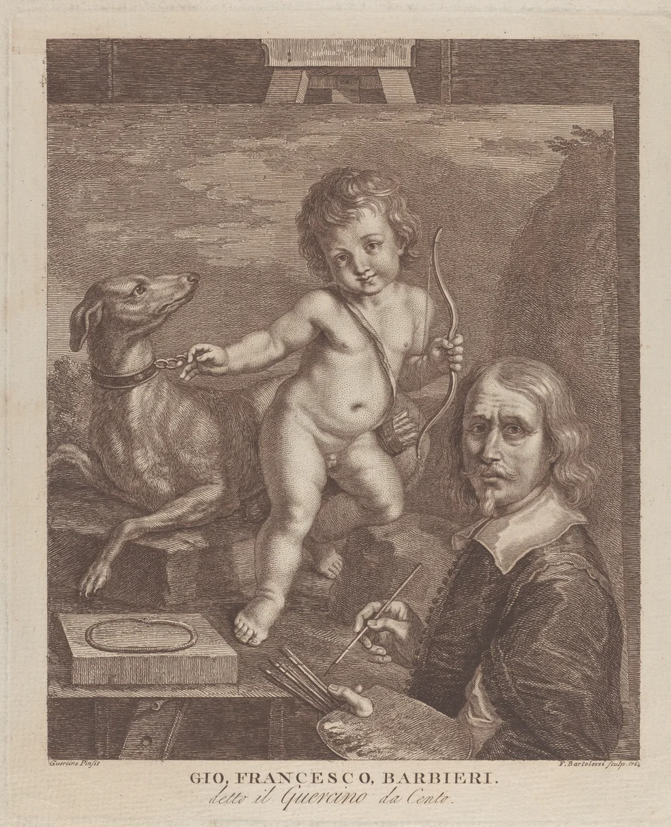 Guercino Self-Portrait by Francesco Bartolozzi, print, 1790-1799