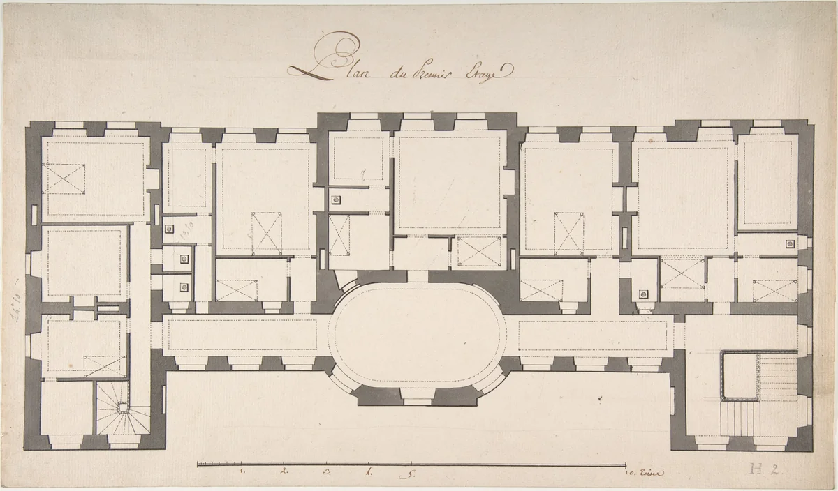 Ground Plan for Second Floor of a Palace by Degana, drawing, 1700-1799