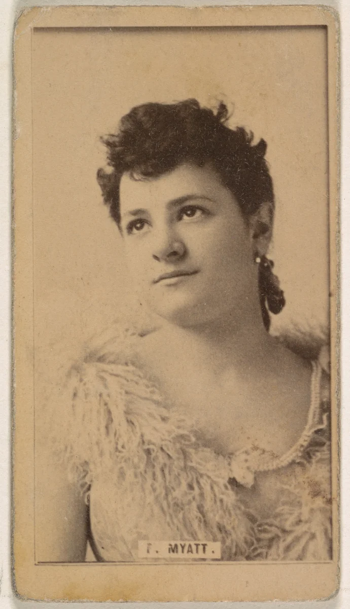 Miss Myatt, from the Actresses series (N245) issued by Kinney Brothers to promote Sweet Caporal Cigarettes by Kinney Brothers Tobacco Company, photograph, 1890