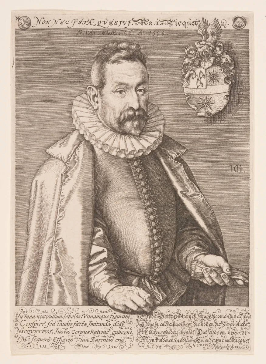 Jan Nicquet, Art Collector in Amsterdam by Hendrick Goltzius, print, 1595