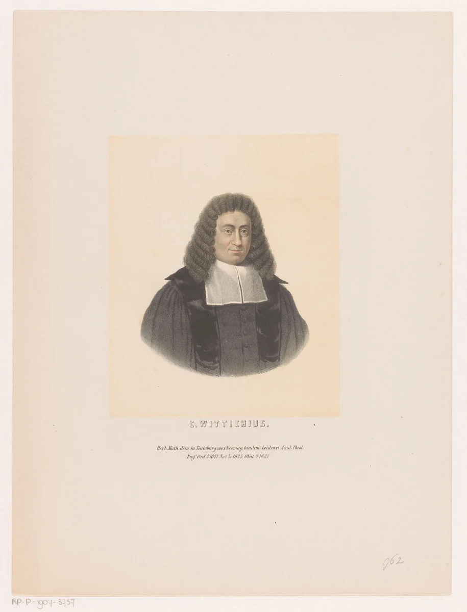 Portret van Christophorus Wittichius by Leendert Springer, print, 1850