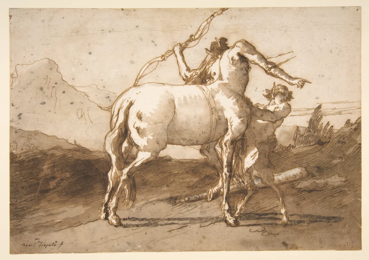 A Centaur and a Satyr by Giovanni Domenico Tiepolo, drawing, 1727-1804