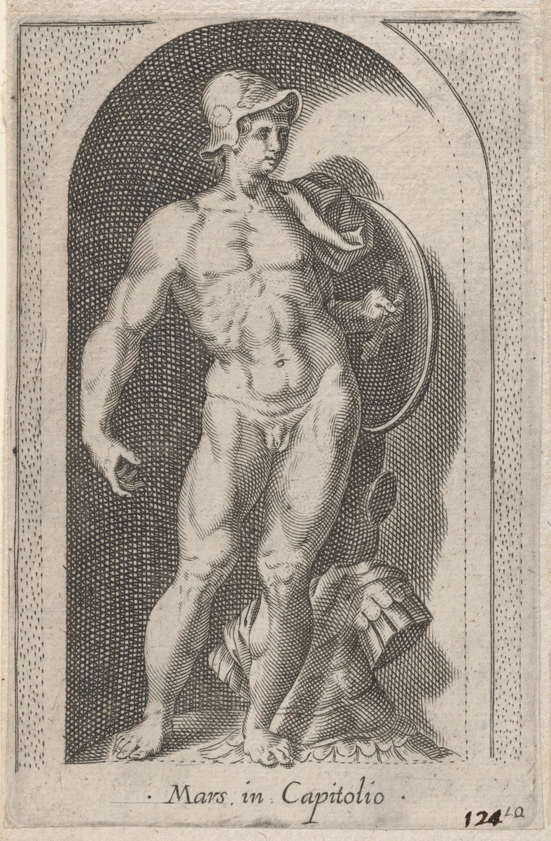 Mars (Mars in Capitolio), from "Speculum Romanae Magnificentiae" by anonymous, print, 1530-1580