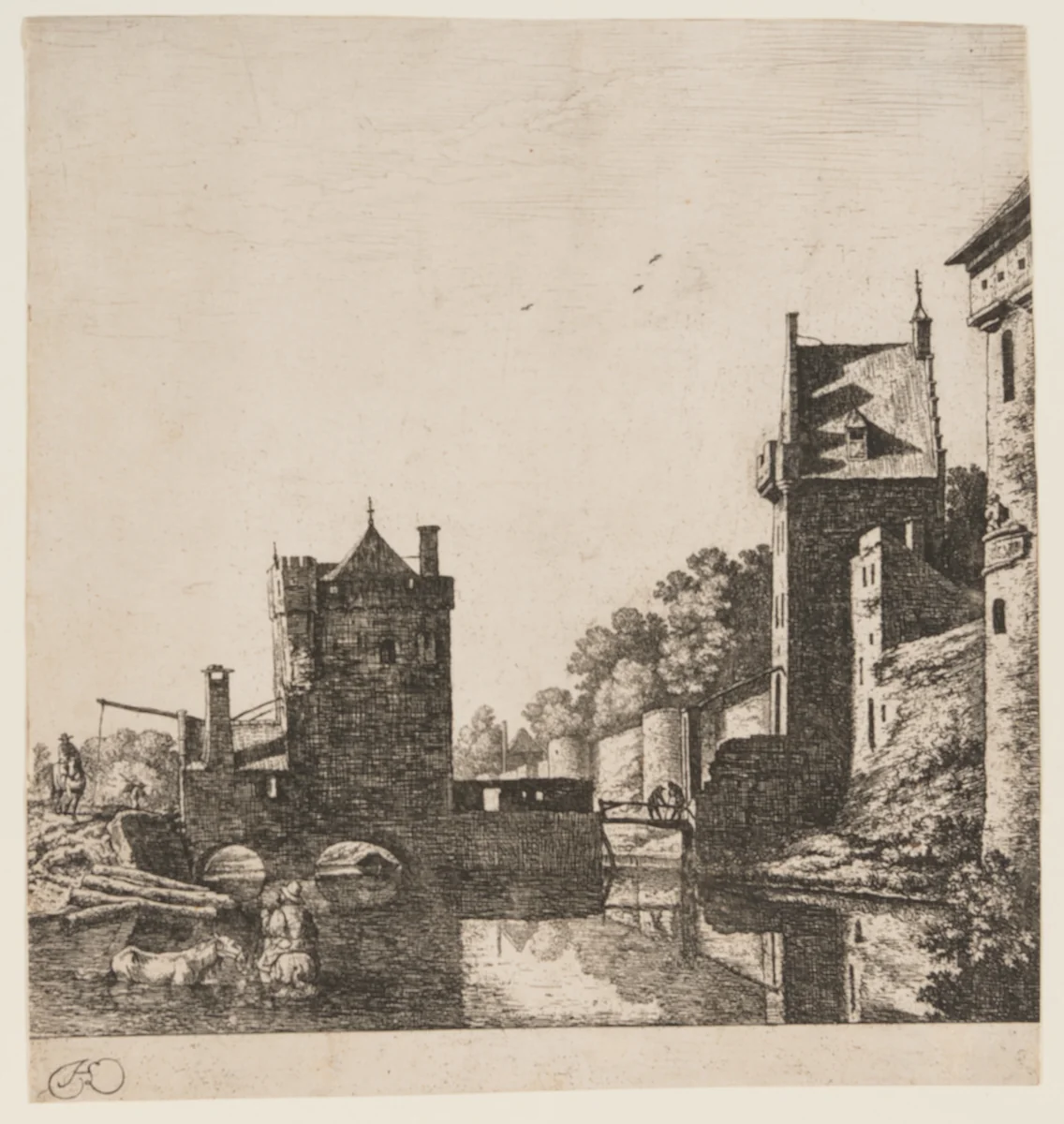 Die Wittevrouwen-Poort in Utrecht by Herman Saftleven, print, 1646