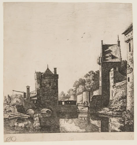 Die Wittevrouwen-Poort in Utrecht by Herman Saftleven, print, 1646
