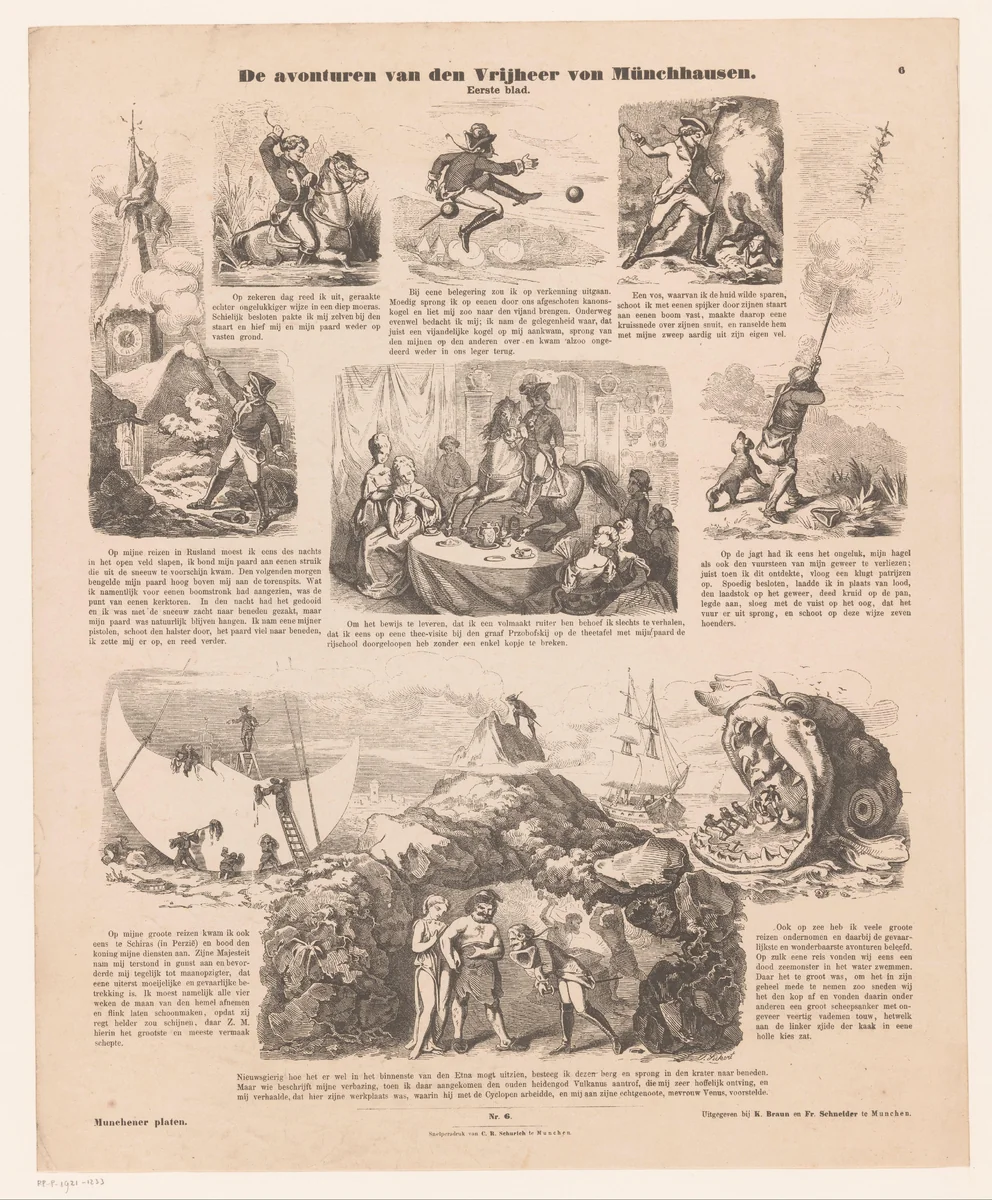 De avonturen van den Vrijheer von Münchhausen by Kaspar Braun, print, 1843-1920