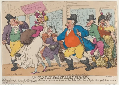 An Old Ewe Drest Lamb Fashion by Thomas Rowlandson, print, 1810