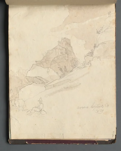 Album with Views of Rome and Surroundings, Landscape Studies, page 33a: "Cervera" by Franz Nadorp, book, 1830-1870