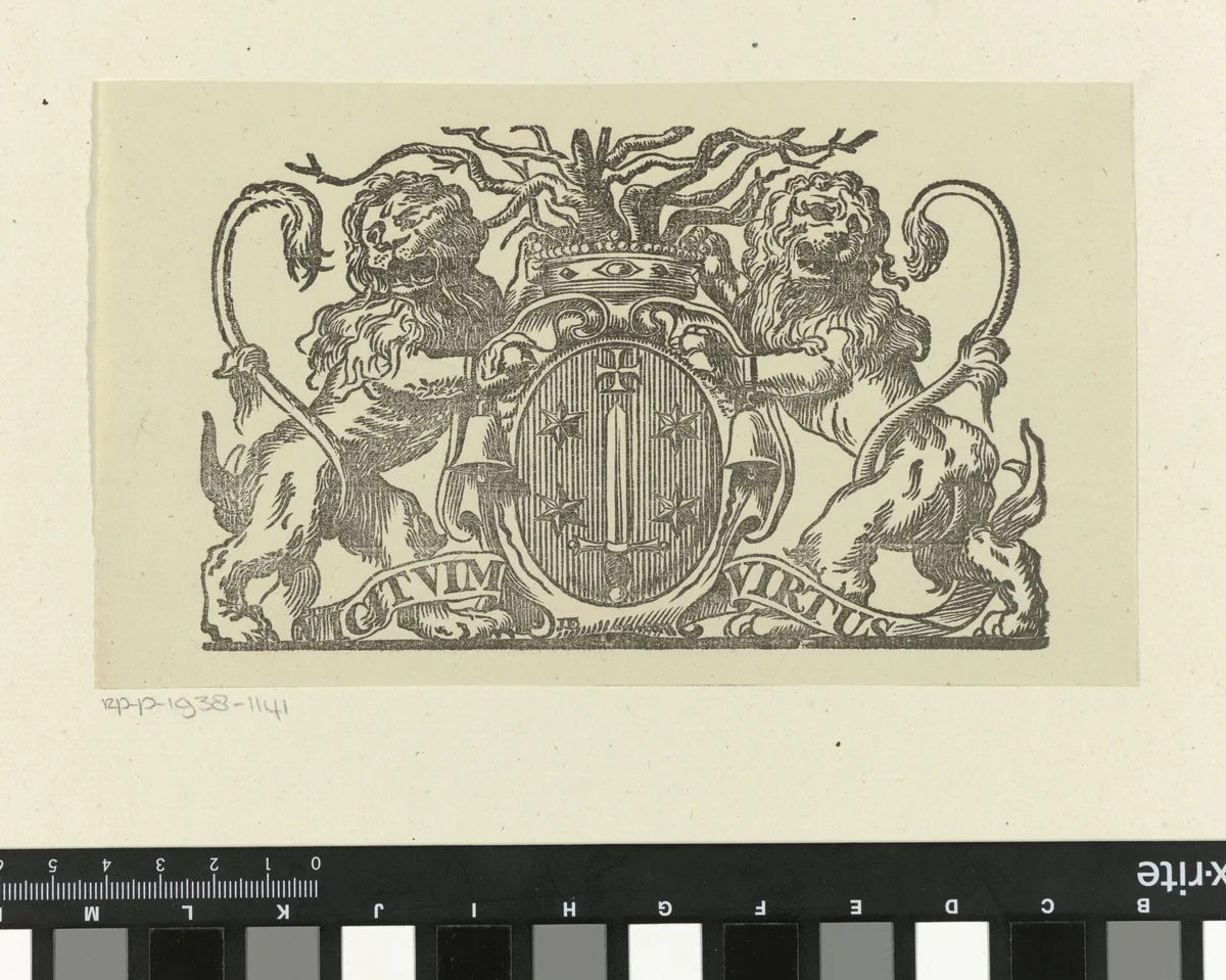 Vignet met het wapen van de stad Haarlem by Johannes Enschede, print, 1718-1780