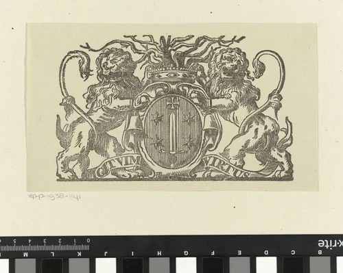 Vignet met het wapen van de stad Haarlem by Johannes Enschede, print, 1718-1780