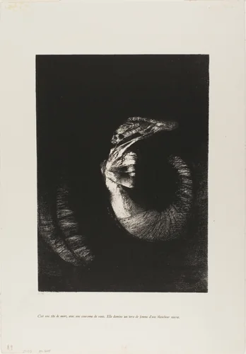 It is a Skull Wreathed in Roses... by Odilon Redon, print, 1888