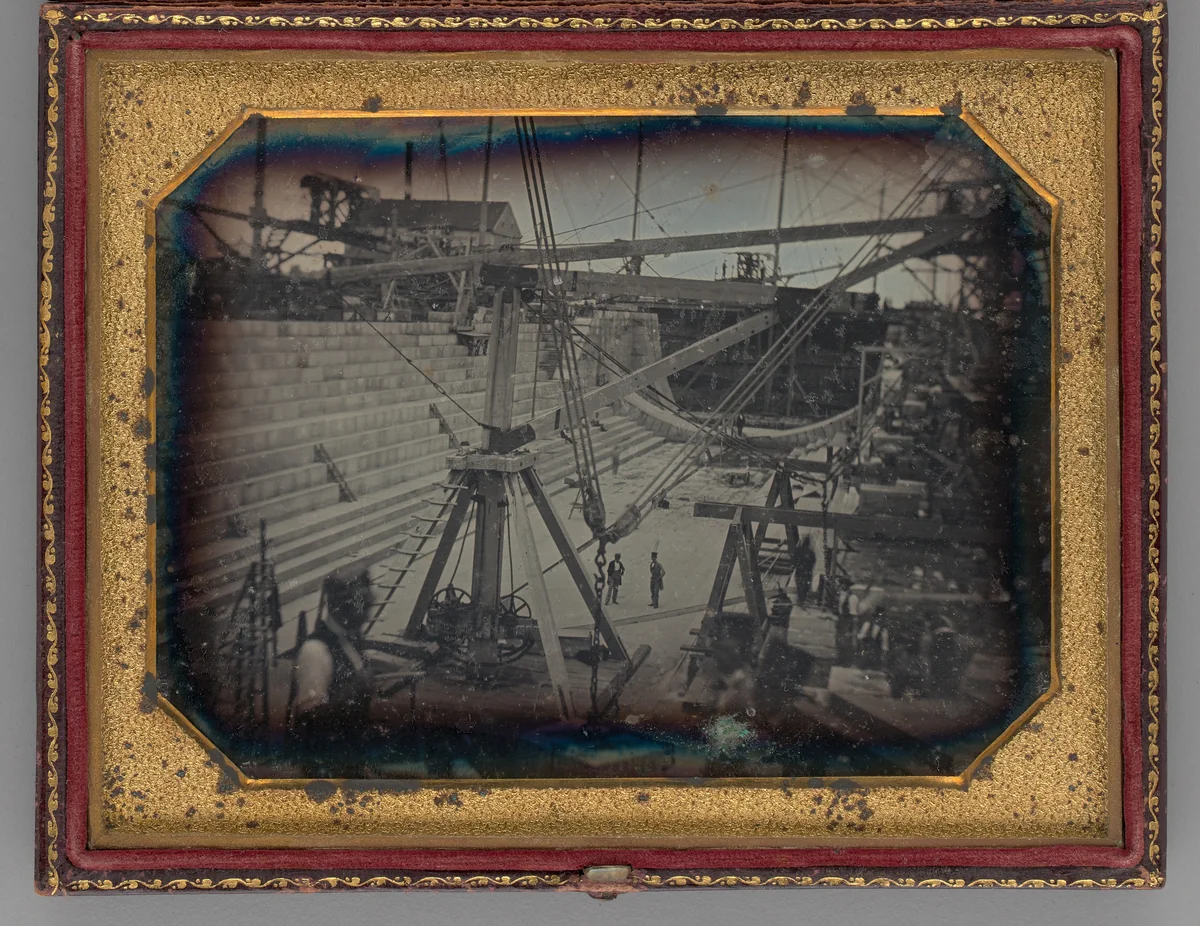 Untitled (Construction of the First Drydock, U.S. Navy Yard, Dry Dock #1 Brooklyn, NY) by Unknown maker, other, 1845