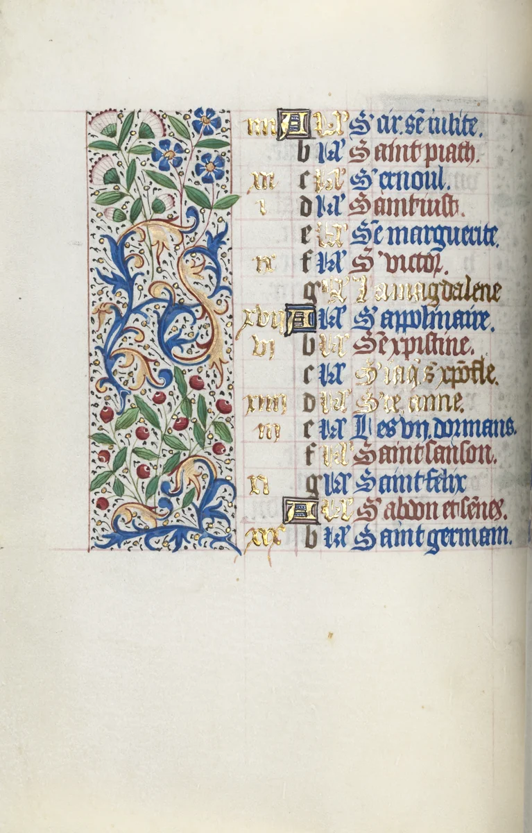 Book of Hours (Use of Rouen): fol. 7v by Master of the Geneva Latini, book, 1465-1475