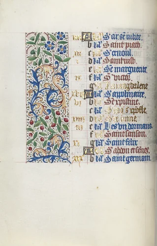 Book of Hours (Use of Rouen): fol. 7v by Master of the Geneva Latini, book, 1465-1475