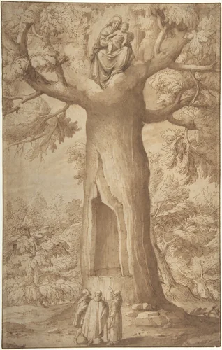 The Beech Tree of the Madonna at La Verna by Jacopo Ligozzi, drawing, 1605-1607