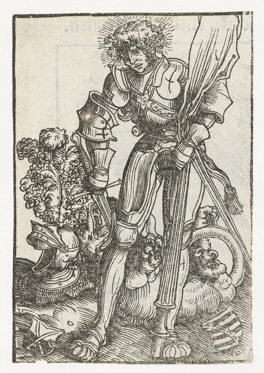 Beeld van Joris en de draak by Lucas Cranach, print, 1509-1549