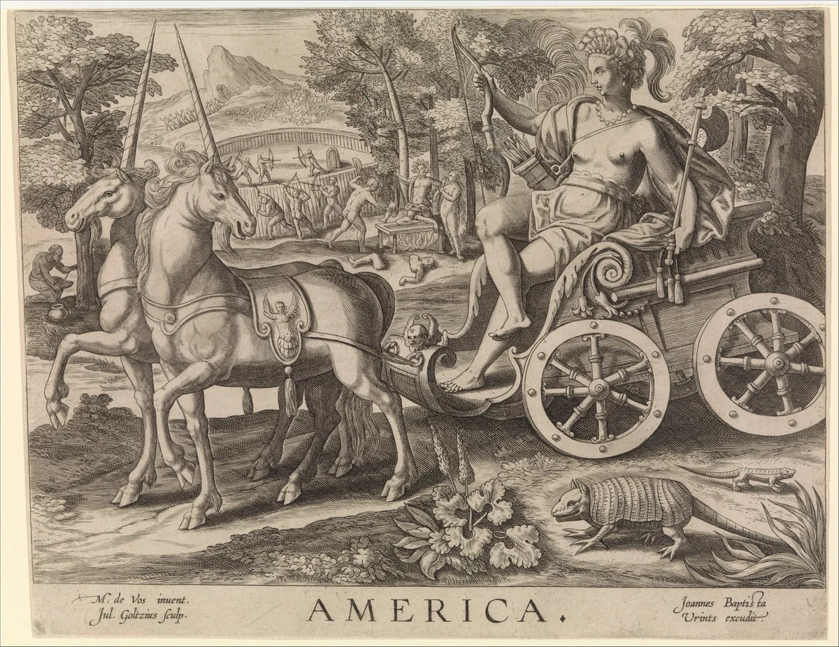 Allegory of America, from "The Four Continents" by Julius Goltzius, print, 1555-1565