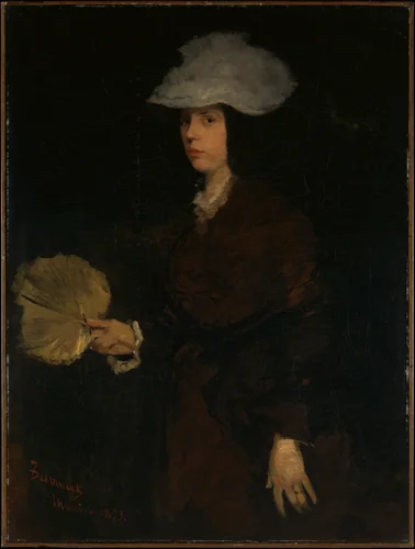 Lady with Fan by Frank Duveneck, artwork, 1873