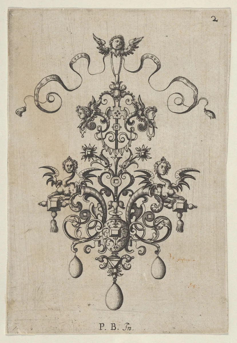 Reverse Copy of Design for a Pendant, from Ars His Myronis Nobilis Effingitus Pagellulis by Paul Birckenhultz, print, 1595-1605