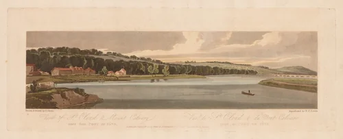 A Selection of Twenty of the Most Picturesque Views in Paris: View of St. Cloud & Mount Calvary taken from Pont de Sêve by Thomas Girtin, print, 1802