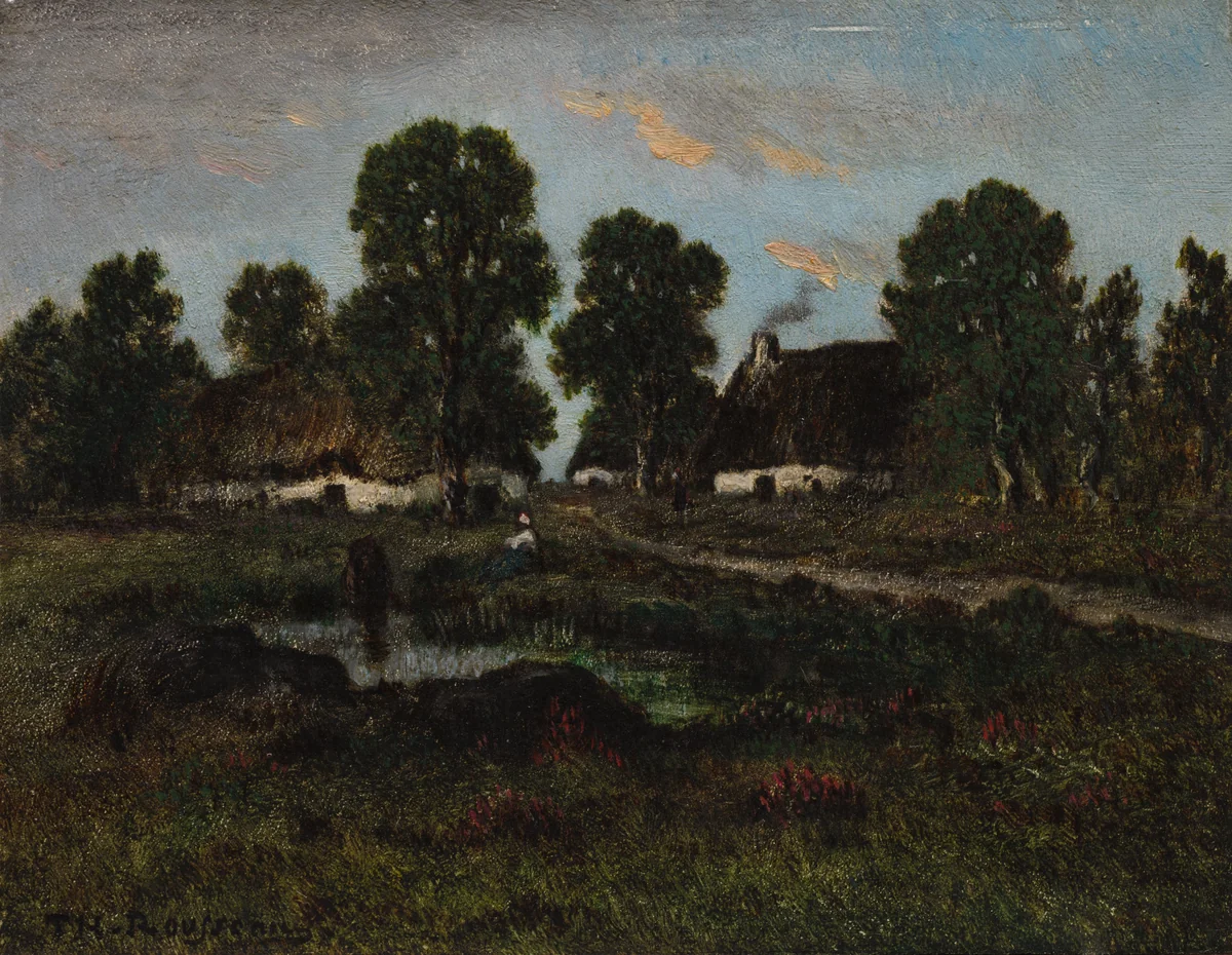 Cottages Near Larchant by Théodore Rousseau, painting, 1812-1867