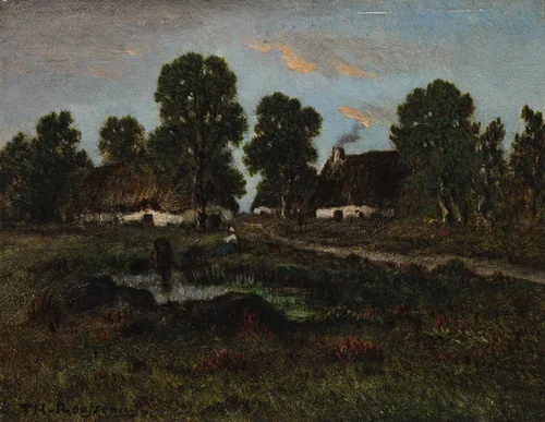 Cottages Near Larchant by Théodore Rousseau, painting, 1812-1867
