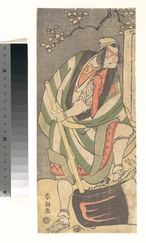 Ichikawa Ebizō (Danjūrō V) in the Role of Mongaku Shonin Disguised as Yamagatsu from the Play Kin no Menuki Minamotoya Kakutsuba by Katsushika Hokusai (葛飾 北斎), print, 1781-1801