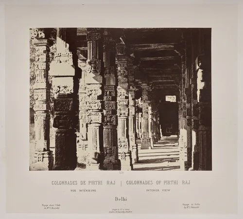 Colonnades of Pirthi Raj, Interior View, Delhi by Louis-Théophile Marie Rousselet, photograph, 1865-1870