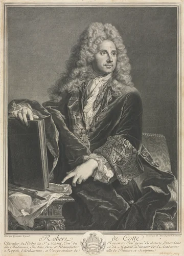 Portrait of Robert de Cotte by Pierre Drevet, print, 1722