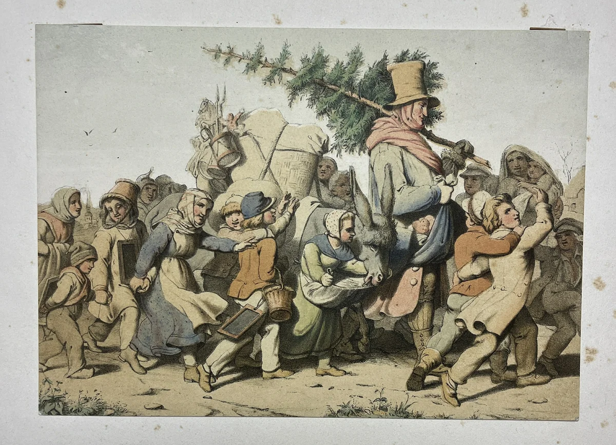St. Nicolas Surrounded by Children by Theodor Mintrop, print, 1834-1870