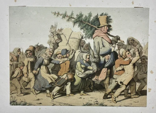 St. Nicolas Surrounded by Children by Theodor Mintrop, print, 1834-1870