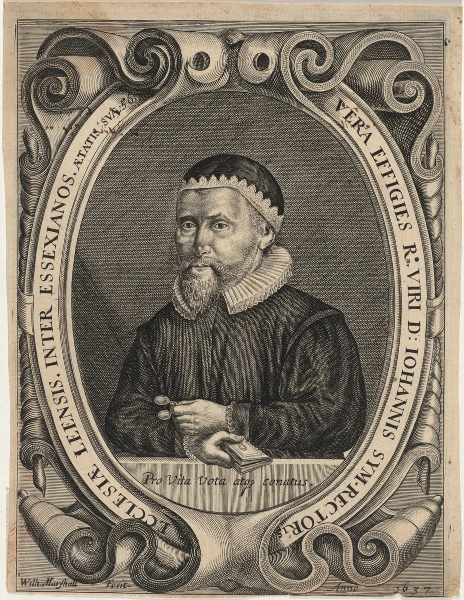 John Sym, Rector of Leigh and Essex by William Marshall, print, 1637