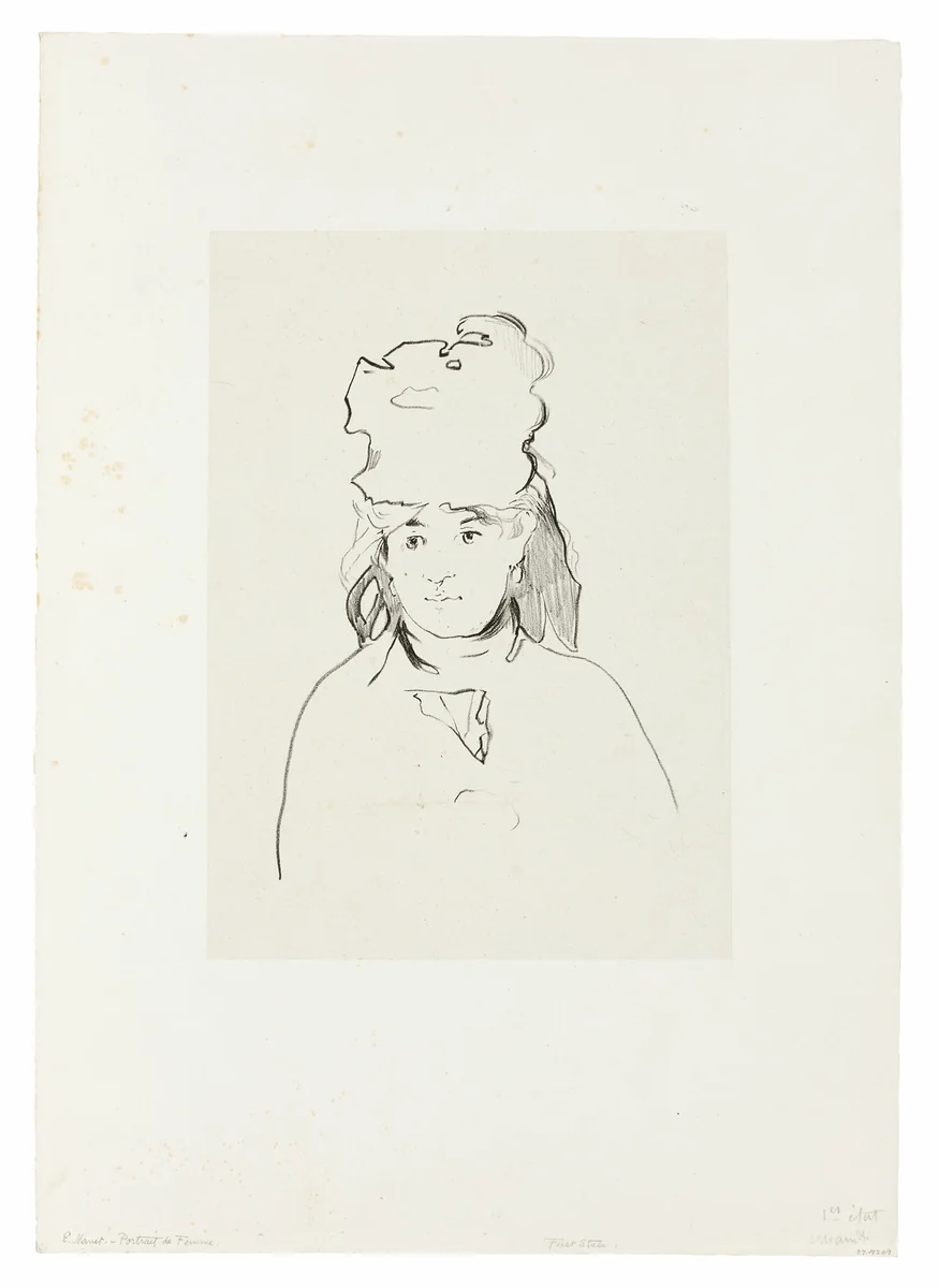 Berthe Morisot in Silhouette by Édouard Manet, print, 1872-1874