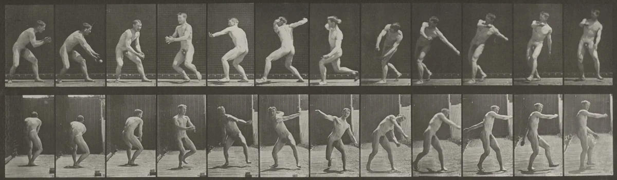Plate Number 284. Baseball, catching and throwing by Eadweard Muybridge, photograph, 1887