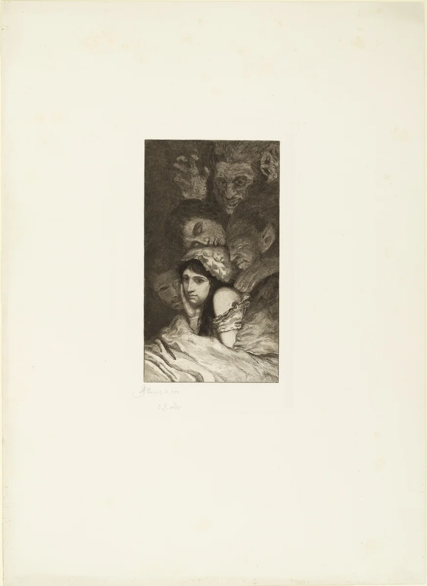 Dreams (Träume) (plate 3) for the portfolio A Life, Opus VIII (Ein Leben, Opus VIII) by Max Klinger, print, 1884