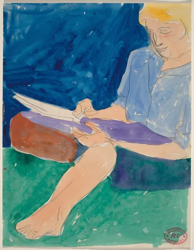 Untitled [barefoot woman seated and writing] by Richard Diebenkorn, drawing, 1955-1967