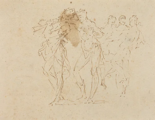 Musician and Dancing Figures by Donato Creti, drawing, 1671-1749