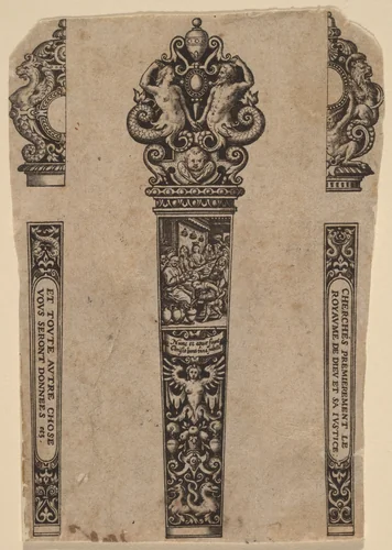 Ornament for Knife Handle by Theodor de Bry, print, 1528-1598