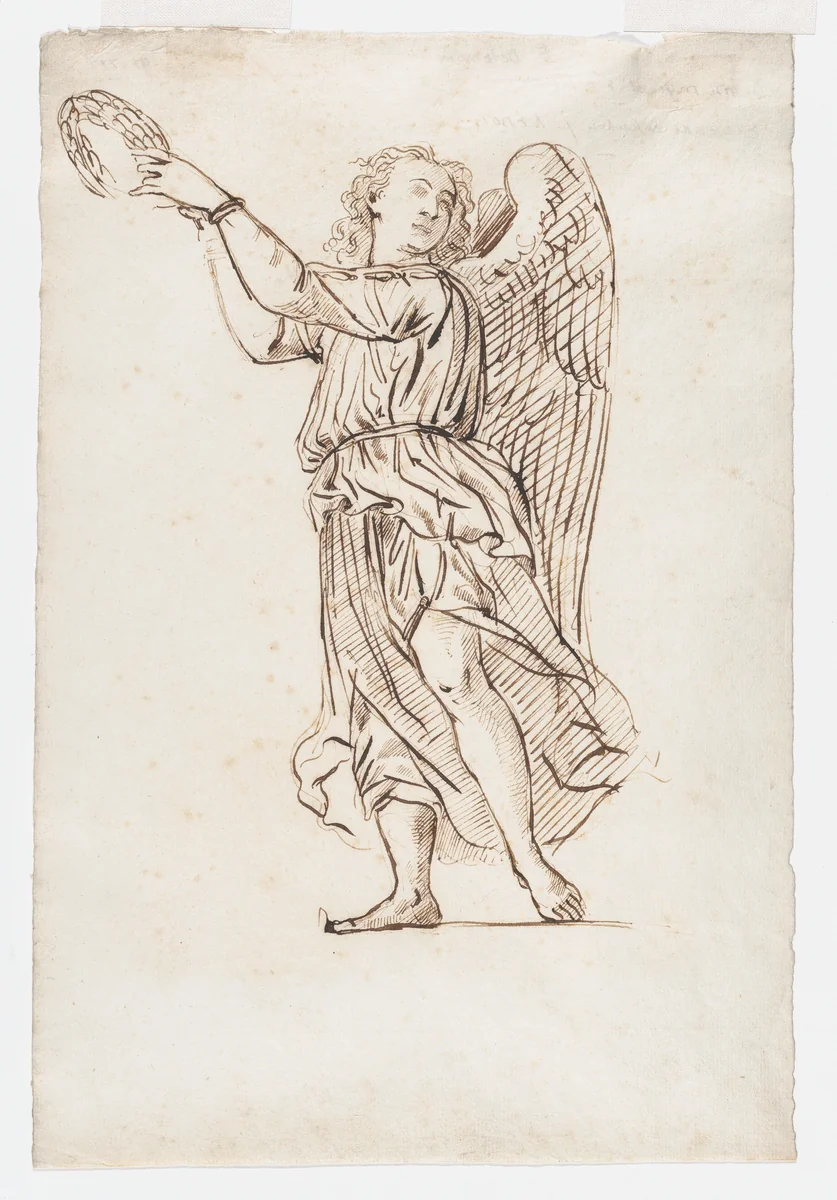 Angel with a Crown of Laurel, or Figure of Victory after Mantegna by Eugène Delacroix, drawing, 1820-1830