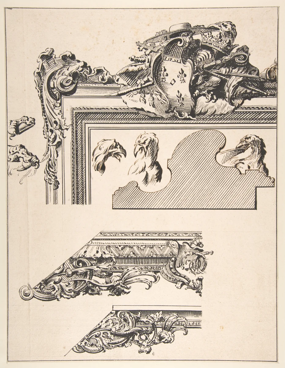 Designs for a Picture Frame by Gilles Marie Oppenord, drawing, 1730-1740
