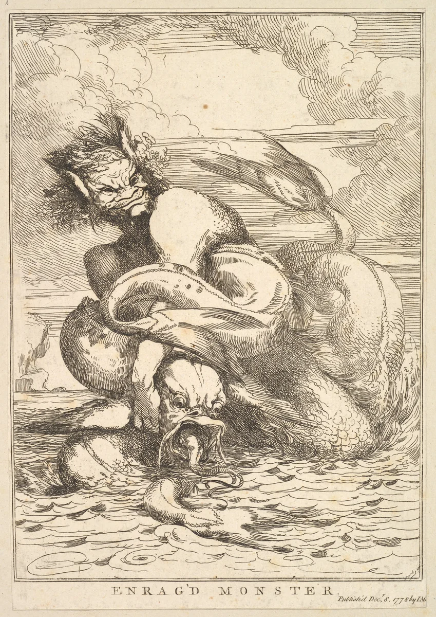 Enrag'd Monster, from "Fifteen Etchings Dedicated to Sir Joshua Reynolds" by John Hamilton Mortimer, print, 1778